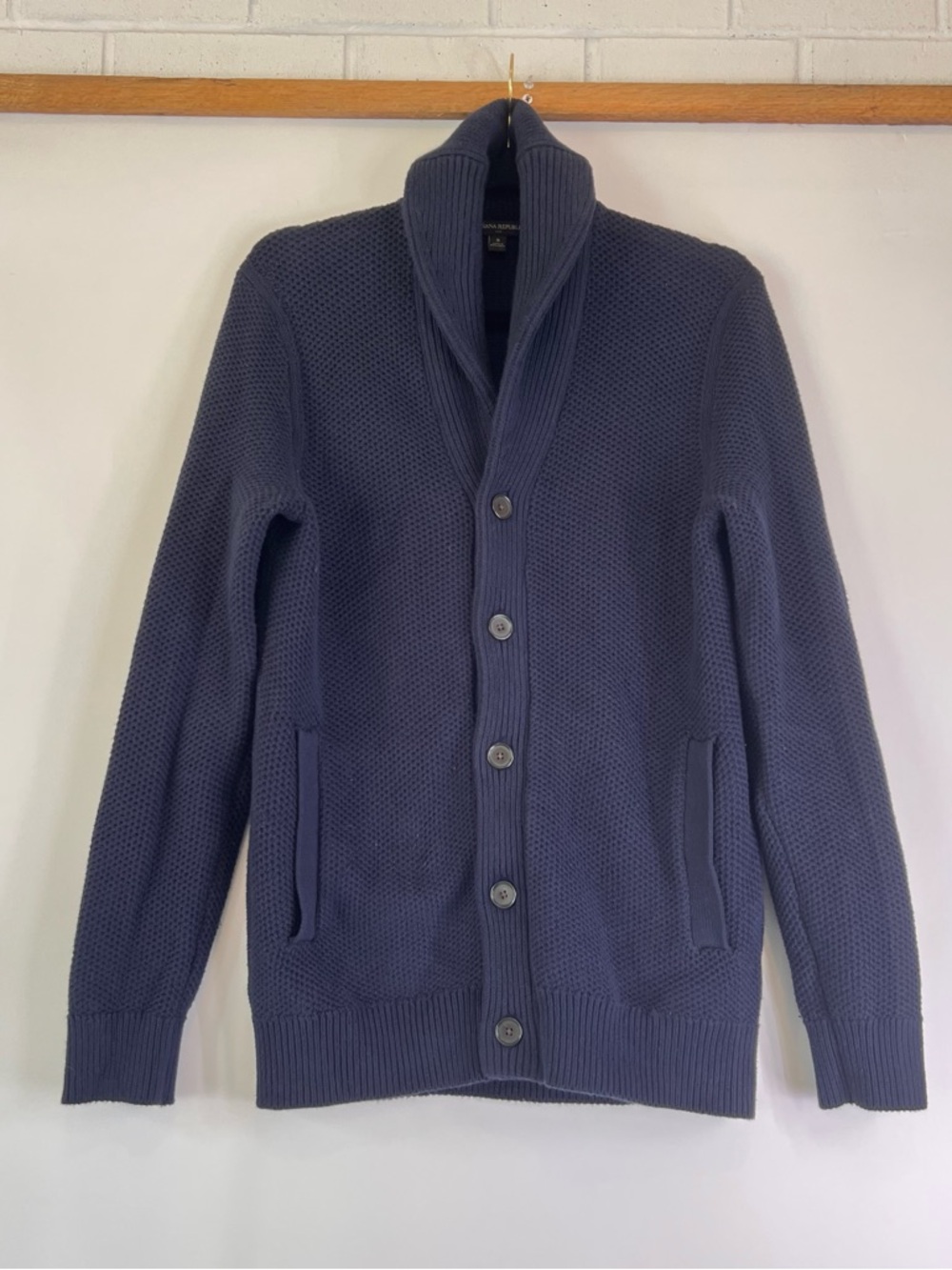 Banana Republic Men's Shawl Collar Cardigan Navy Blue Small Fisherman Preppy